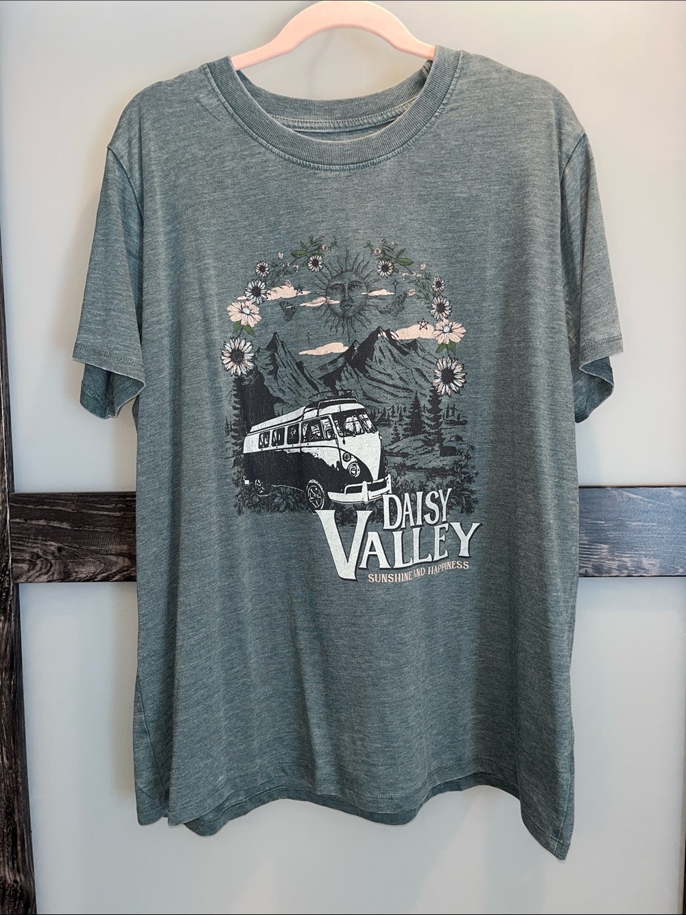 Maurices Sage Green Daisy Valley Vintage Camper Graphic Tee
